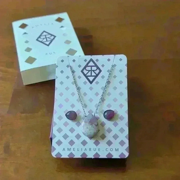 Amethyst Drops Set Drop Necklace & Earrings by Amelia Rue - Picture 7 of 8